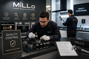 کنترل کیفیت محصولات MiLLo با بازرسی دقیق و آزمایش استاندارد لوازم توکار آشپزخانه پیش از عرضه